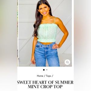 NWT Grace & Emma Southern Grace Sweetheart of Summer Mint Crop Top